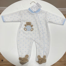 Load image into Gallery viewer, PEX baby boy teddy sleepsuit blue
