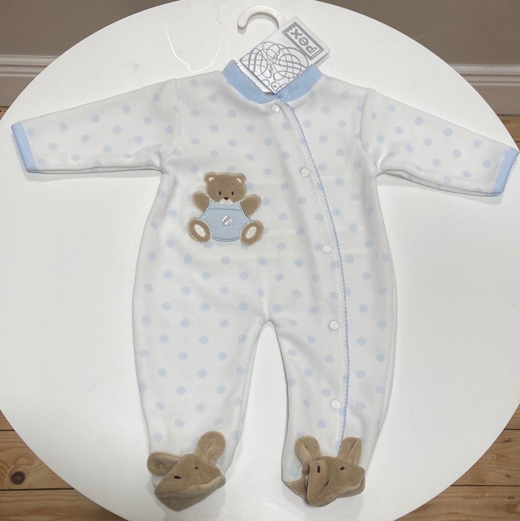 PEX baby boy teddy sleepsuit blue