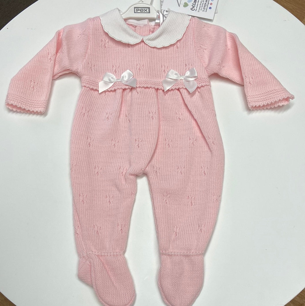 PEX baby girl pink knitted romper - Mae