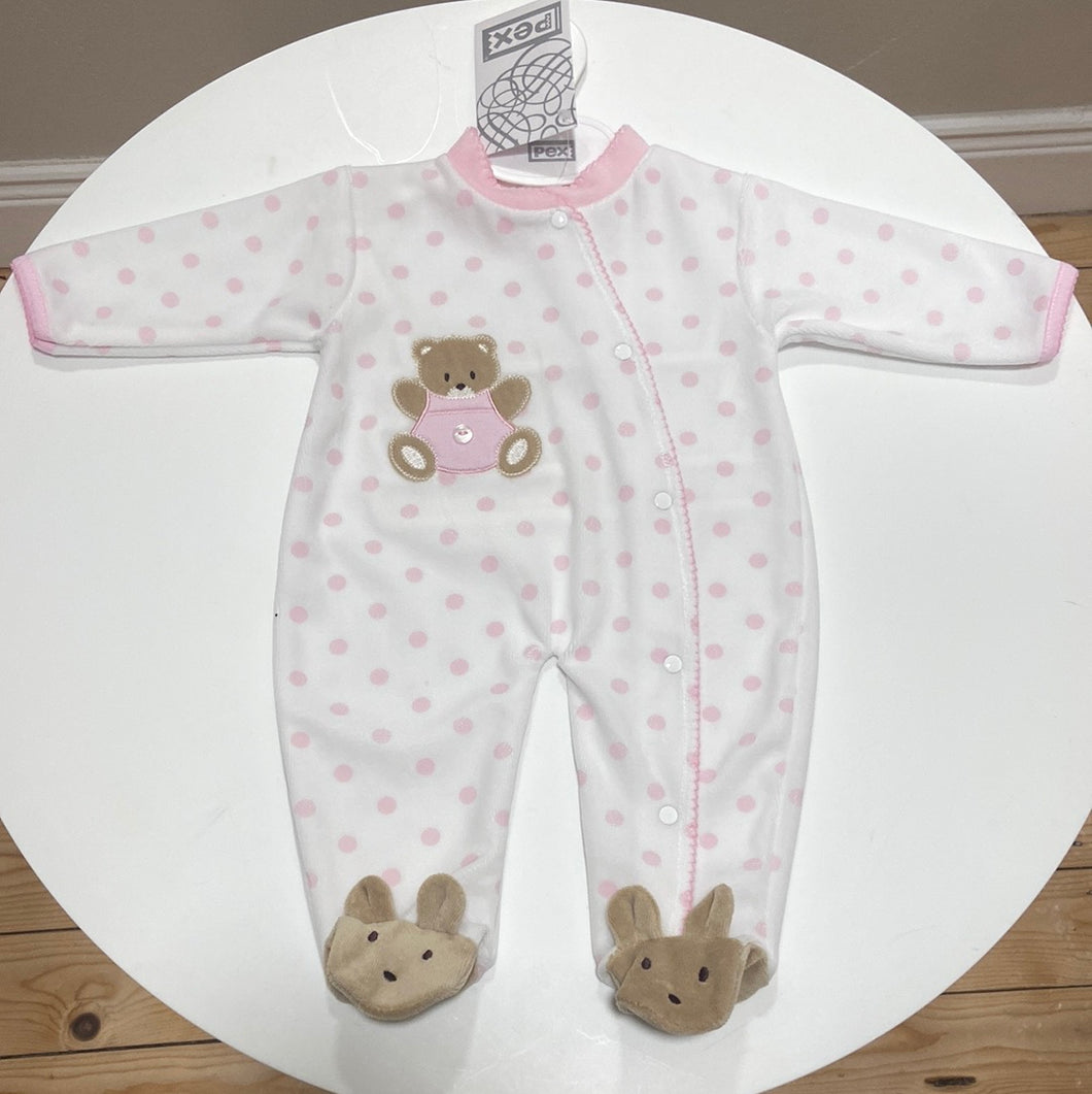 PEX baby girl teddy sleepsuit pink