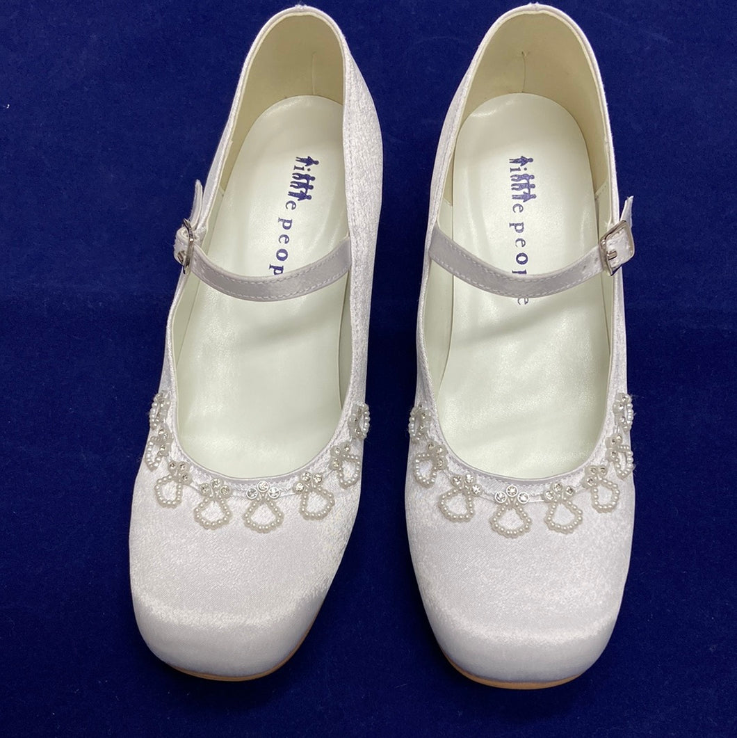 5817-Girls White Satin Holy Communion Shoes