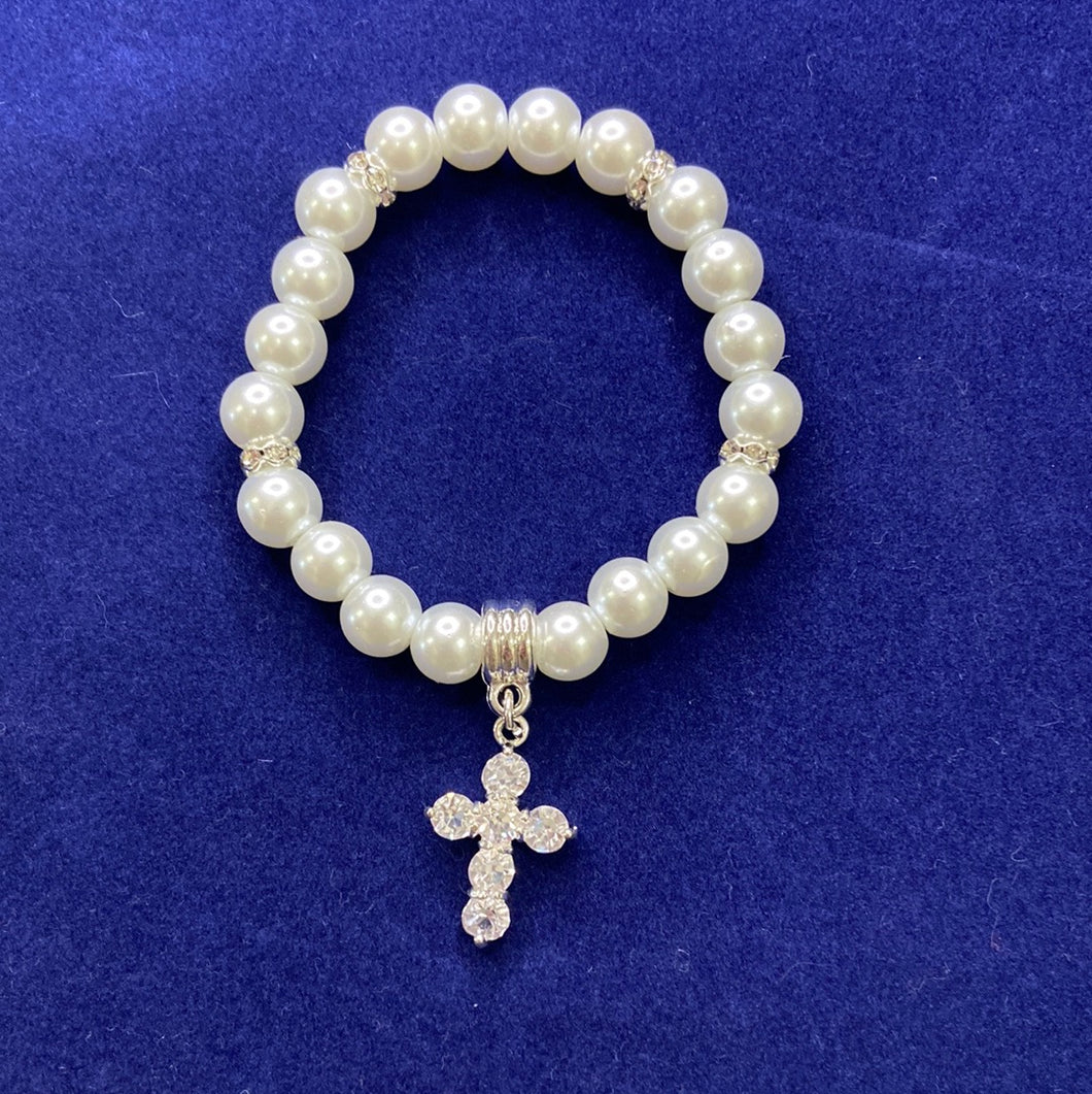 Pearl and diamanté communion accessory bracelet