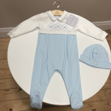 Load image into Gallery viewer, Emilie et rose - Dixon baby boy sleep suit blue with hat
