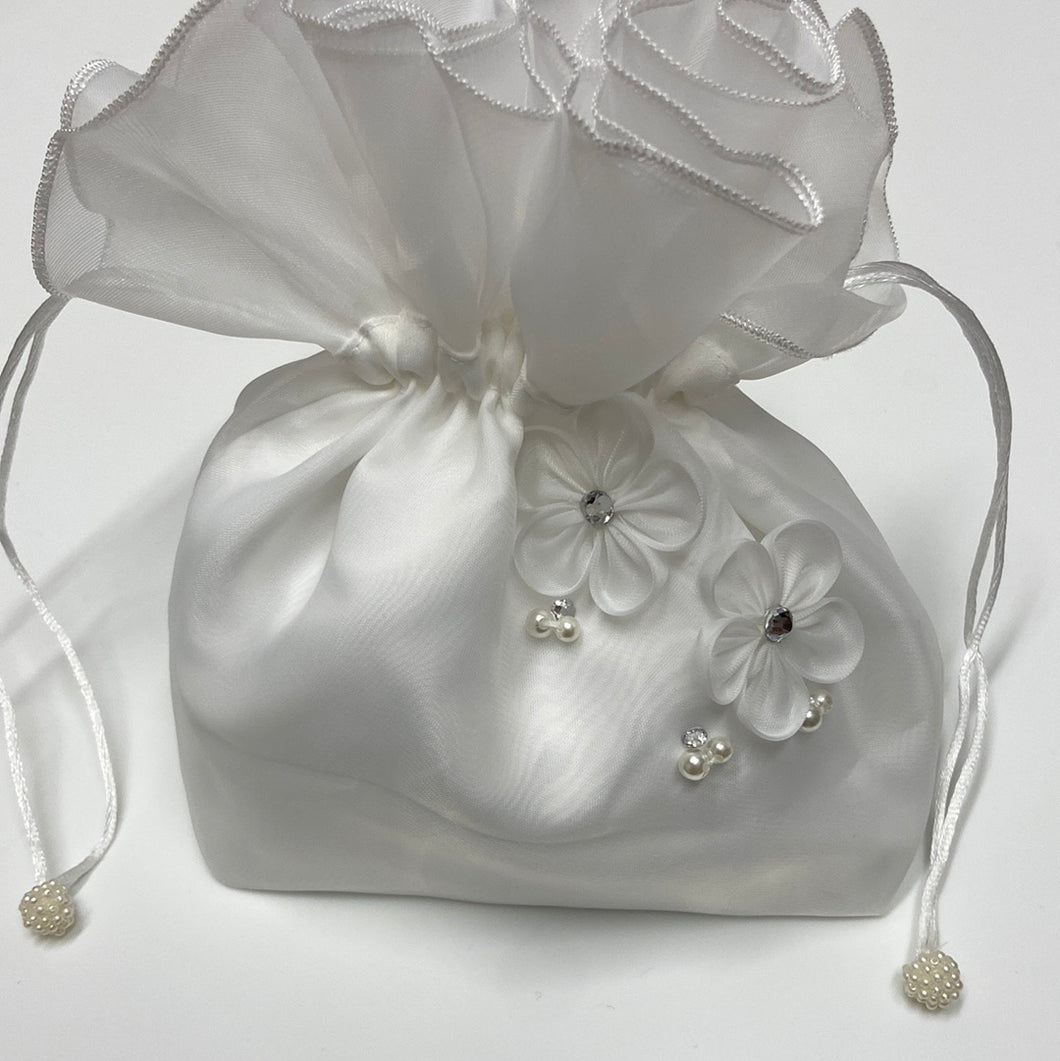 Girls holy communion or Flowergirl puff dolly bag- ivory