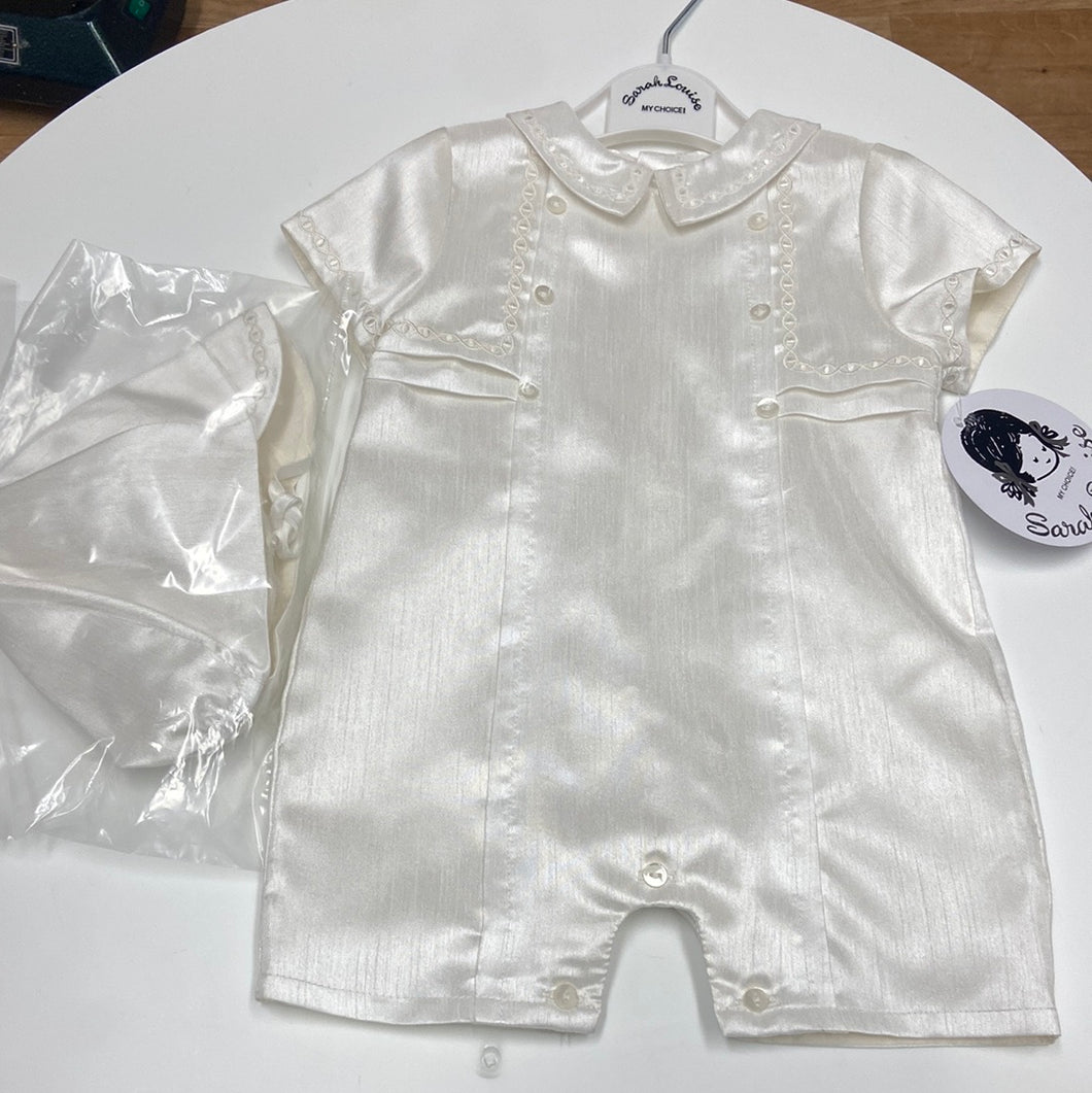 Sarah Louise Boys Ivory Christening romper- James 002226