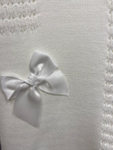 Load image into Gallery viewer, Baby girl or baby boy Christening Shawl - Arabella with white satin bow
