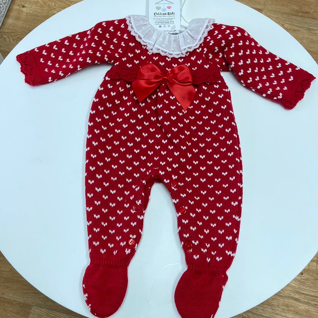 PEX baby girl red knitted romper Phoebe