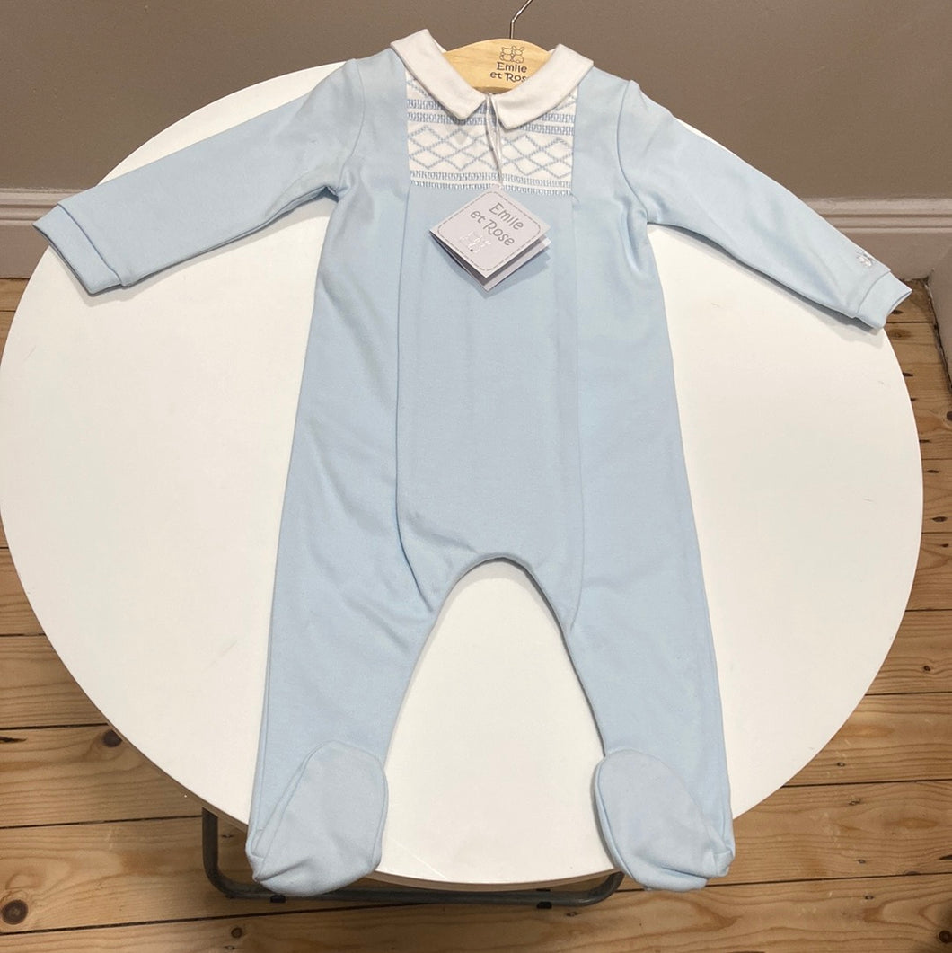 Emilie et rose- Drake baby boy sleep suit blue