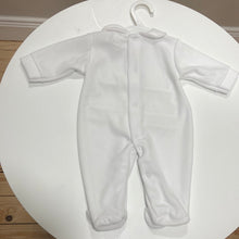 Load image into Gallery viewer, PEX baby boy, Teddy bear detail white sleep-suit suitable for after Christening
