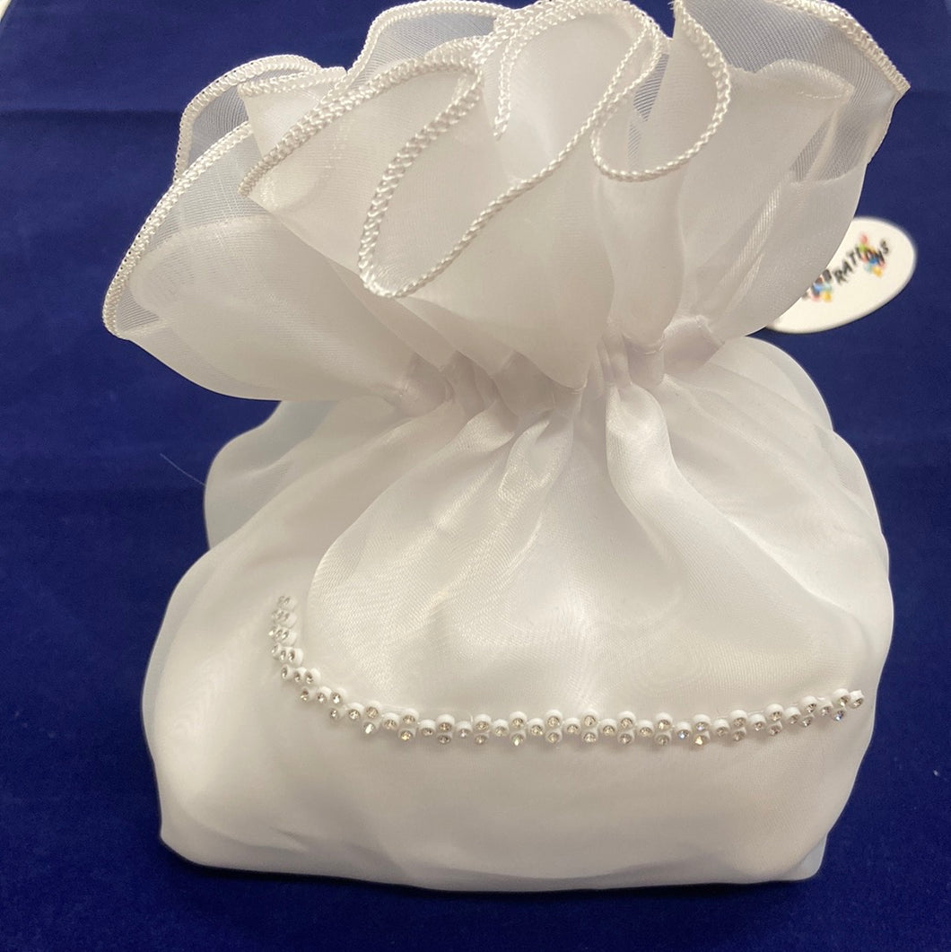 Girls White Chiffon Holy Communion Bag cb097