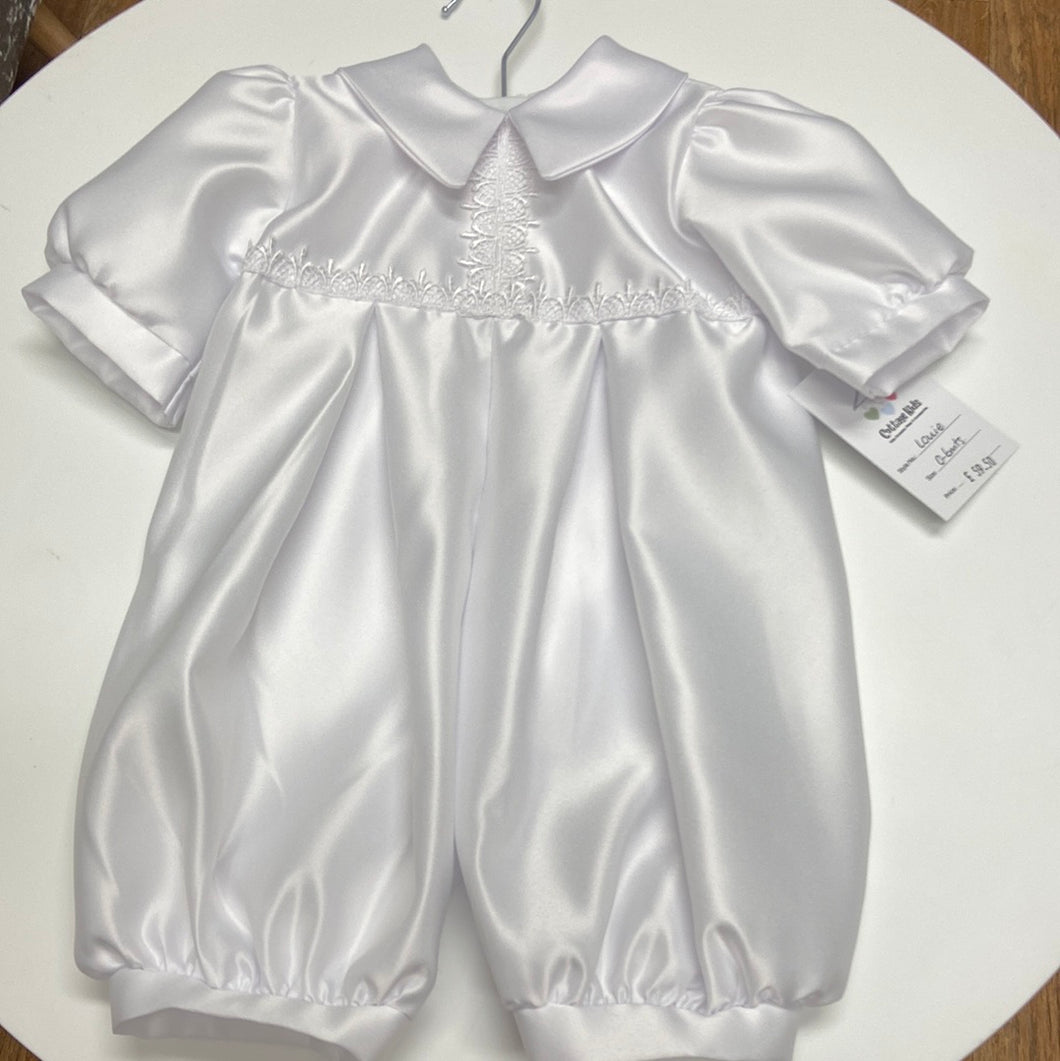 Louie Baby Boy Christening Romper - White