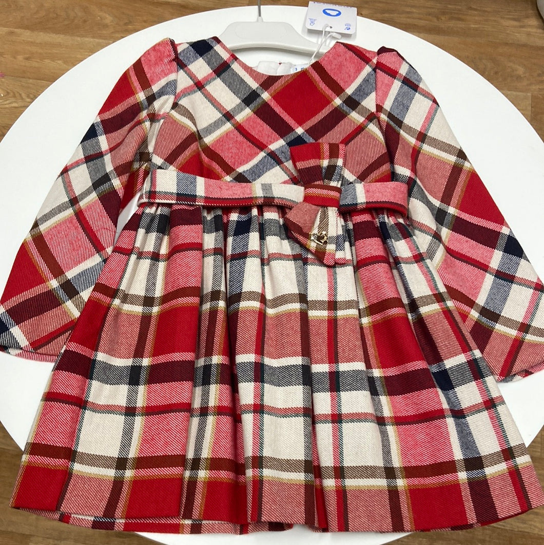 Mayoral older girl red plaid dress 4910 colour Rojo