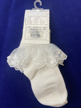 Load image into Gallery viewer, Ivory frilly socks - Cherry, for girls.
