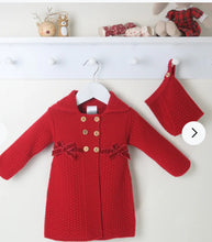 Load image into Gallery viewer, Aurora red knit baby girl coat by PEX
