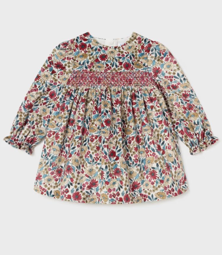 Mayoral baby girl velvet print dress 2913 - cherry