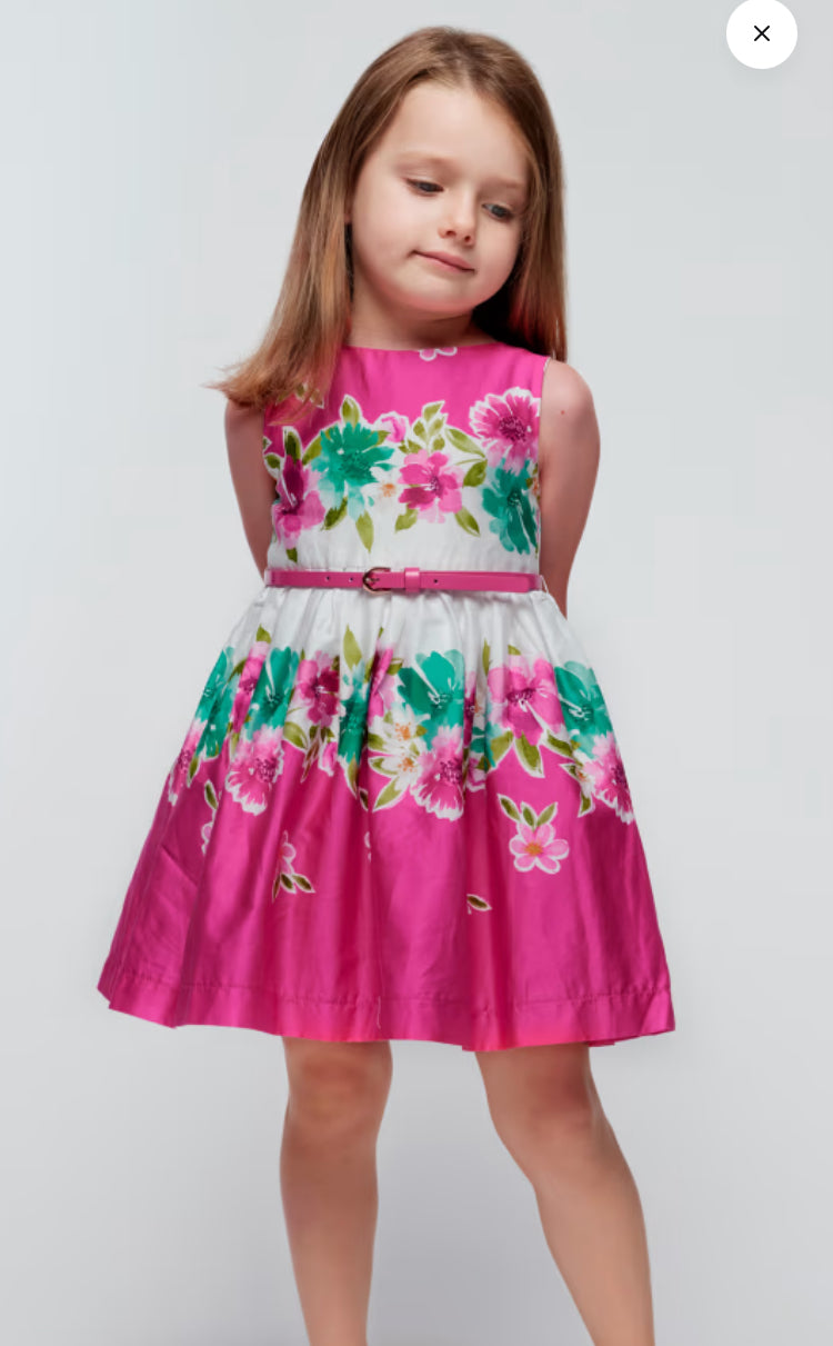 Mayoral older girl dress 3921 colour 26 Fuscia