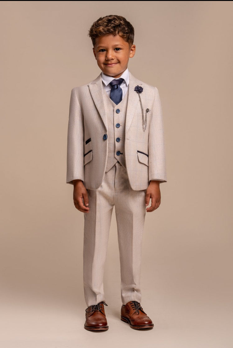 Cavani Caridi Boys 3 piece suit in Beige/stone (Other sizes available to order)