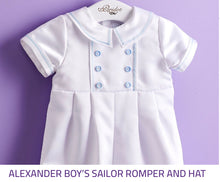 Load image into Gallery viewer, Alexander satin Christening romper suit
