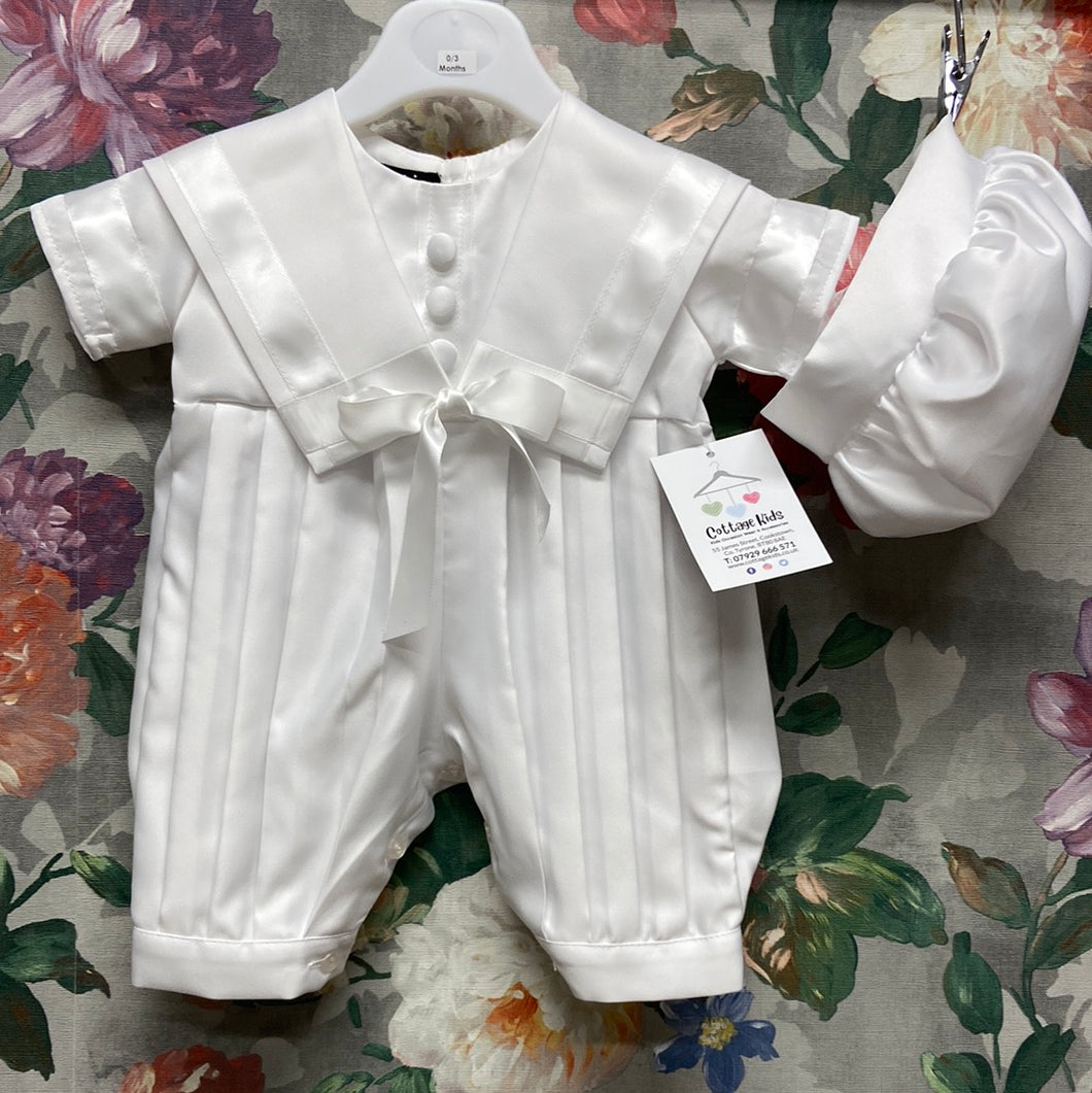 Charlie white satin sailor romper