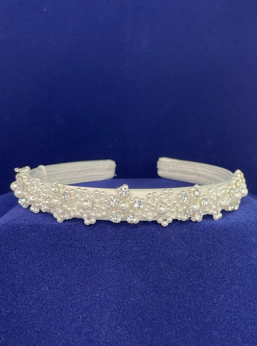 Girls First Holy Communion Tiara - satin crystal band