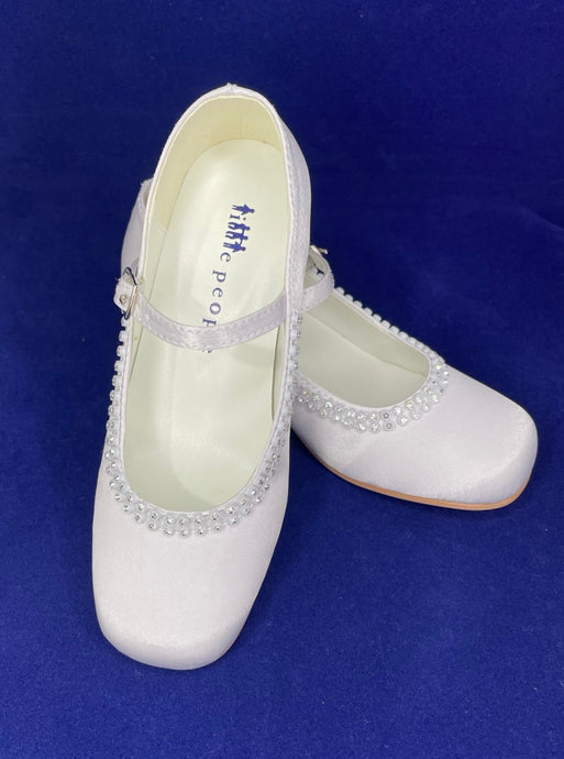 White Satin Heeled Shoe - 4963