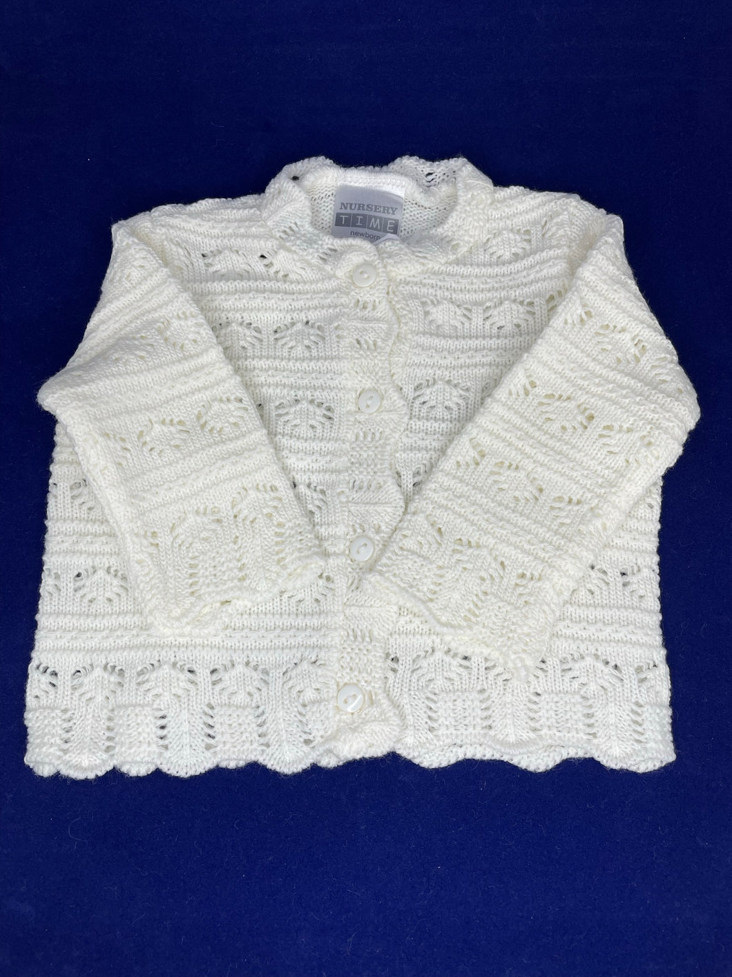 Knitted Baby Cardigan in Ivory - 1000