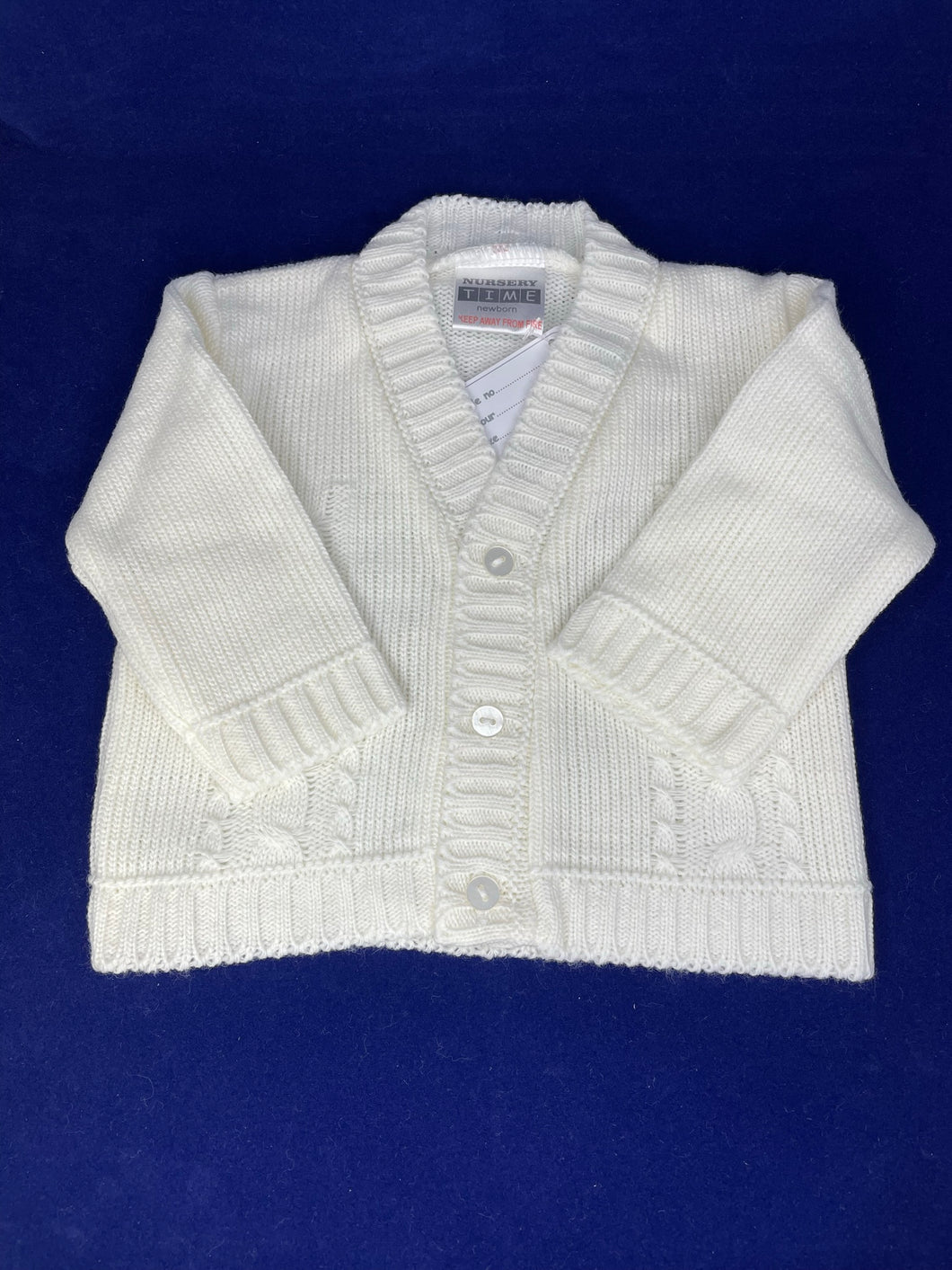 Knitted Baby Cardigan in Ivory - 2000