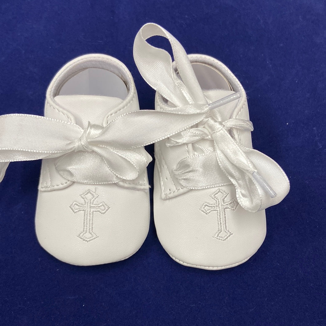 Baby boy Christening booties/ shoes white 912