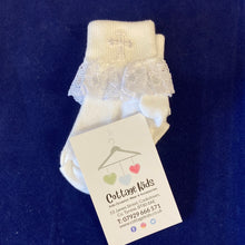 Load image into Gallery viewer, Baby girl frilly Christening socks
