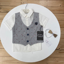 Load image into Gallery viewer, Boys Hashtag shirt, waistcoat and short with braces set 8831
