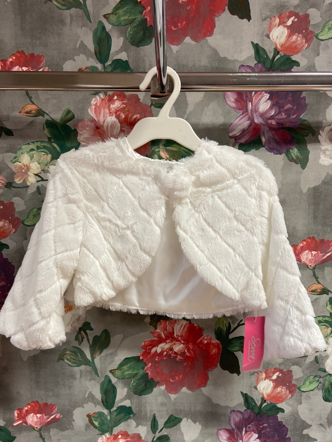 Flowergirl and younger girl Ivory Faux Fur Bolero Jacket