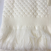 Load image into Gallery viewer, Beautiful fringed shawl with threaded  ribbon detail unisex Christening Shawl
