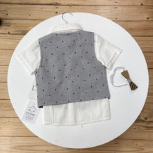 Load image into Gallery viewer, Boys Hashtag shirt, waistcoat and short with braces set 8831
