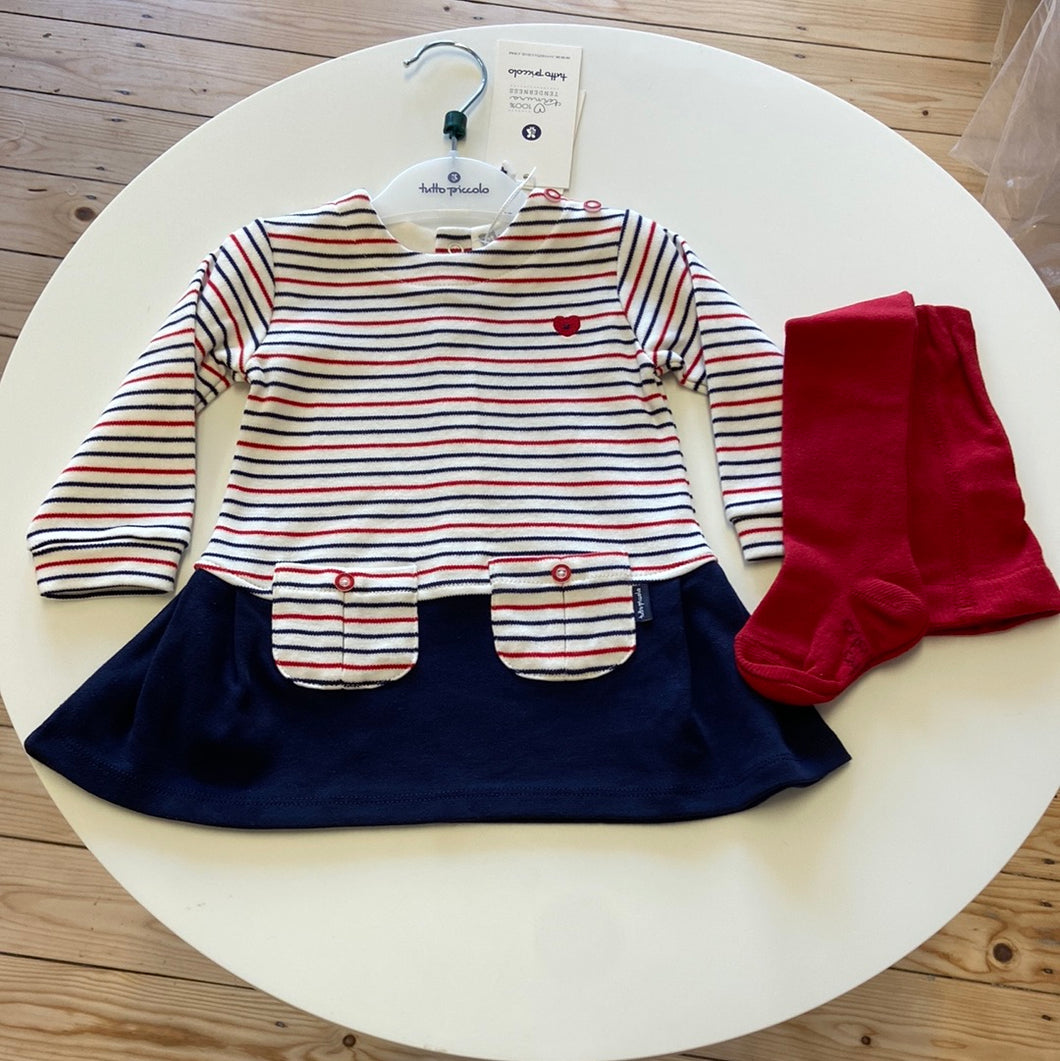 Tutto Piccolo Baby Girl striped dress & tight set 4780