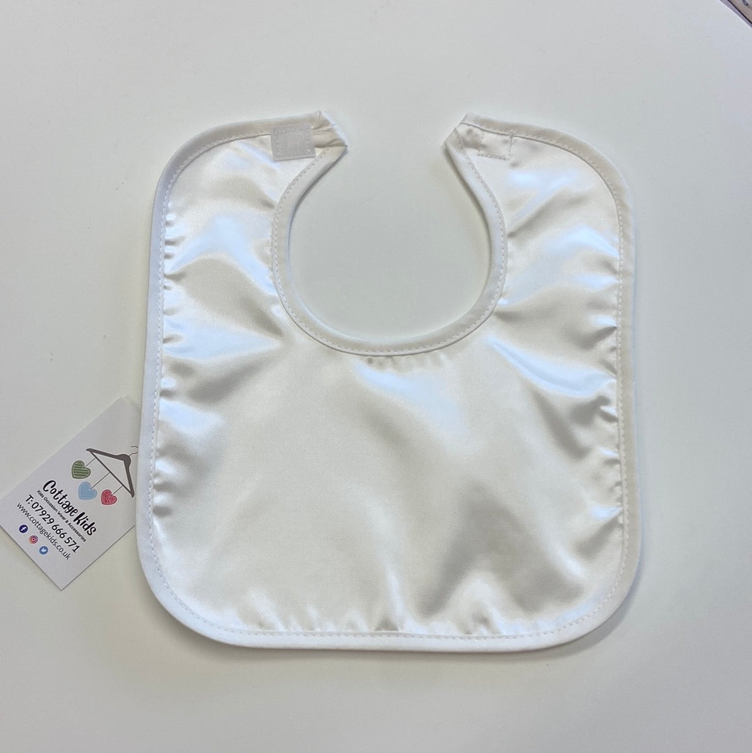 Ivory Satin Bib - Flowergirl, Baby Girl or Christening