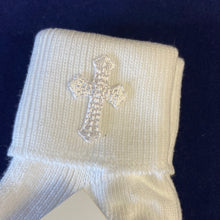 Load image into Gallery viewer, Kinder Unisex white Christening socks with cross for Baby Girl &amp; Baby Boy
