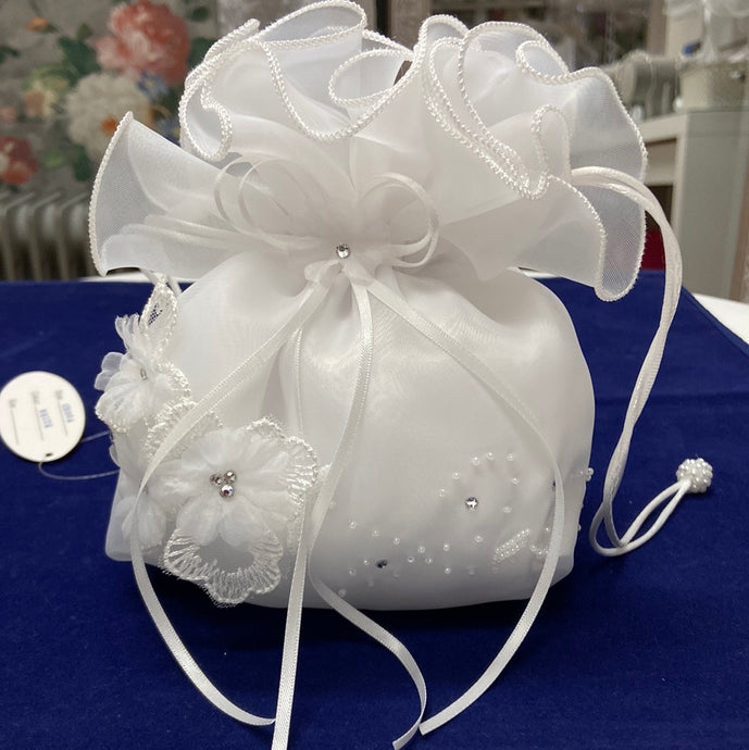 2695 Communion Purse - Satin with White Lace Underlay