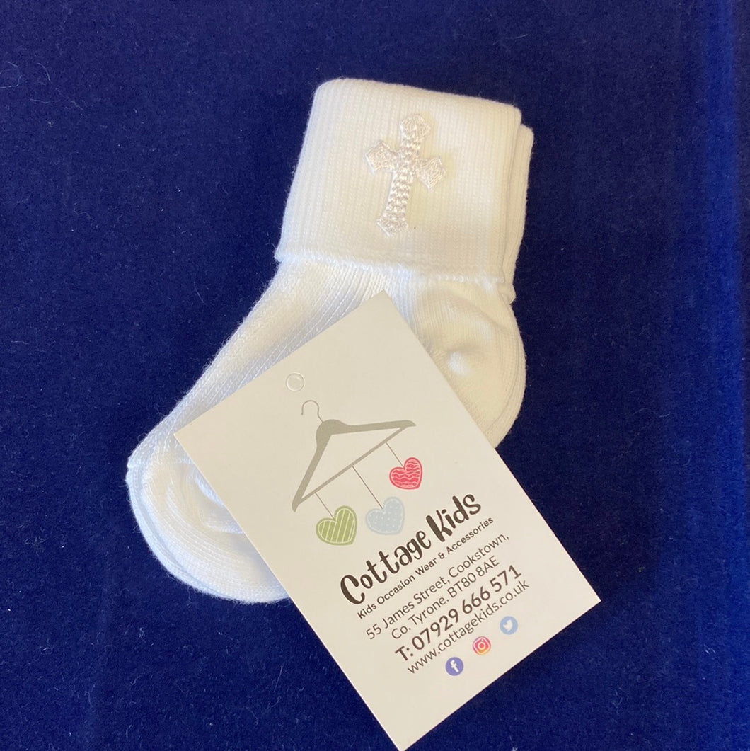 White 2024 christening socks