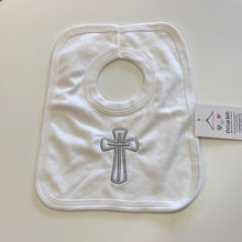 Load image into Gallery viewer, White Christening Cross bib
