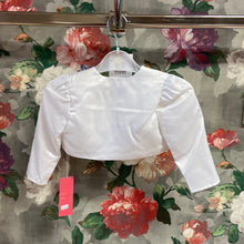 Load image into Gallery viewer, White Satin long sleeve Flower Girl and Communion Bolero
