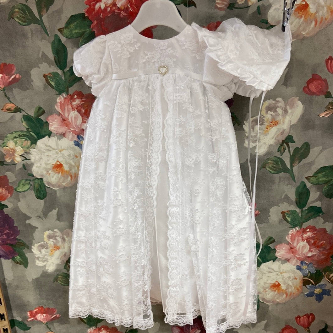 Anya Girls Christening Gown in White