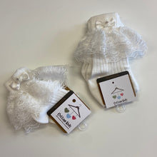 Load image into Gallery viewer, Ivory Frilly Socks- Abbie, Baby girl and Younger Girl for Flowergirl or Christening
