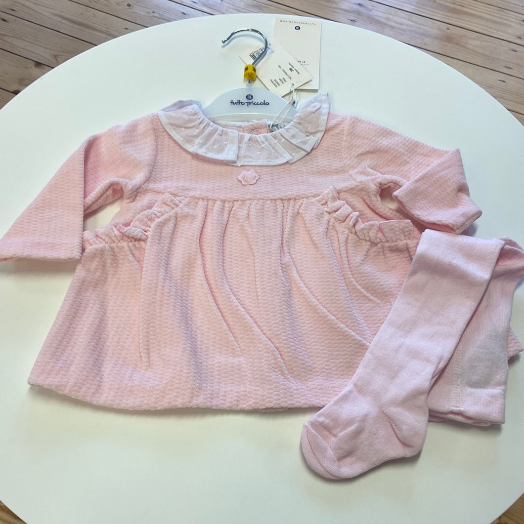 Tutto Piccolo baby girl velour dress and tights set 4795